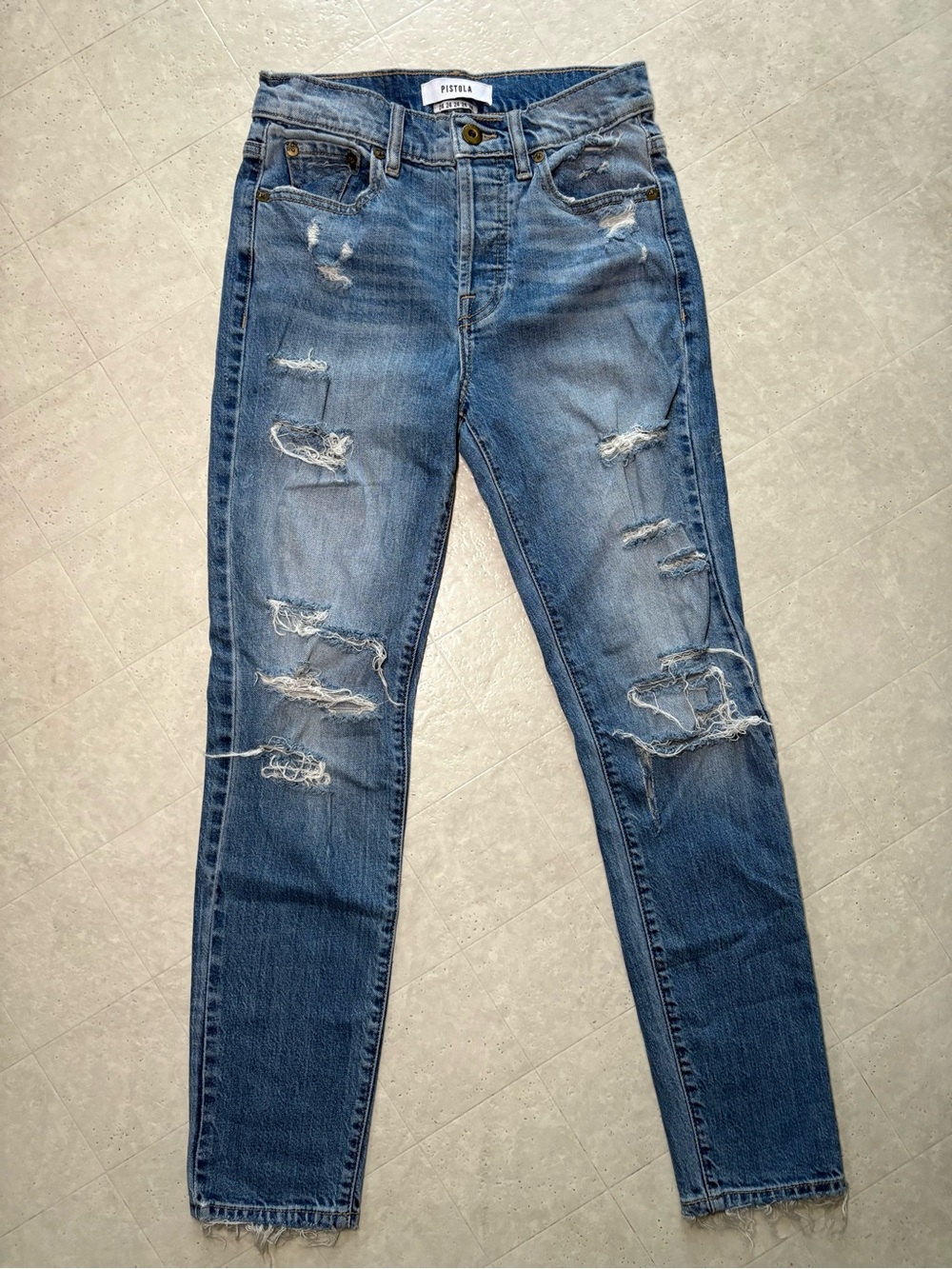 Pistola Nico High Rise Distressed Mom Jeans Size 24 NWOT